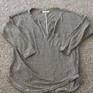 Olive and White Striped Long Sleeve Tee